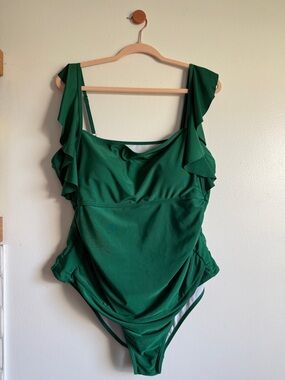 Kelly Green Ruffle One-Piece Swimsuit